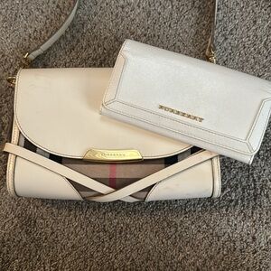 Burberry White Crossbody + White Burberry Patent Leather Wallet